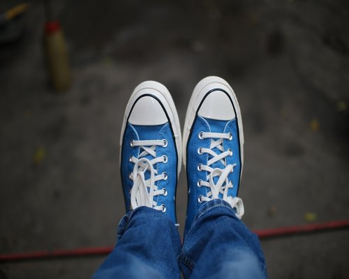 Comfortable daily footwear on urban stairs